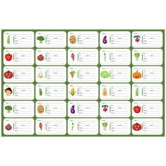 Vegetable Theme School Notebook Name Labels | Cute Veggie Stickers for Kids